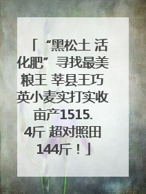 “黑松土 活化肥”寻找最美粮王 莘县王巧英小麦实打实收亩产1515.4斤 超对照田144斤！
