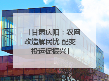 甘肃庆阳：农网改造解民忧 配变投运促振兴