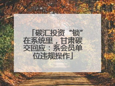 碳汇投资“锁”在系统里，甘肃碳交回应：系会员单位违规操作