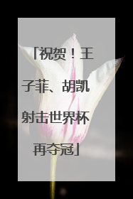 祝贺！王子菲、胡凯射击世界杯再夺冠