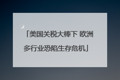 美国关税大棒下 欧洲多行业恐陷生存危机