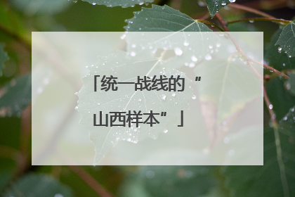 统一战线的“山西样本”