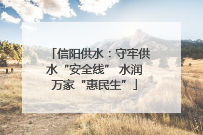 信阳供水：守牢供水“安全线” 水润万家“惠民生”