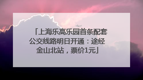 上海乐高乐园首条配套公交线路明日开通：途经金山北站，票价1元