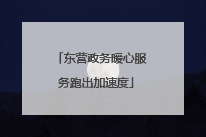 东营政务暖心服务跑出加速度