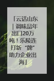 云话山东｜调味品年出口20万吨！乐陵连打新“牌”助力企业出海