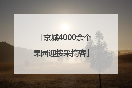 京城4000余个果园迎接采摘客