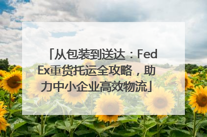 从包装到送达：FedEx重货托运全攻略，助力中小企业高效物流