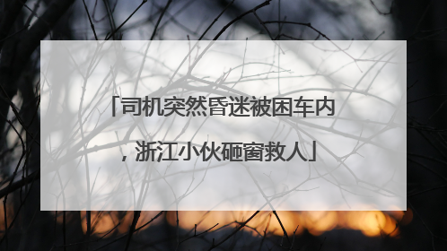 司机突然昏迷被困车内，浙江小伙砸窗救人