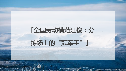 全国劳动模范汪俊：分拣场上的“冠军手”