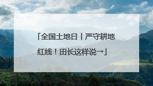 全国土地日丨严守耕地红线！田长这样说→
