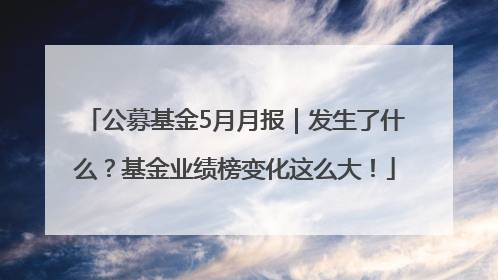 公募基金5月月报｜发生了什么？基金业绩榜变化这么大！