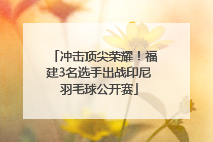 冲击顶尖荣耀！福建3名选手出战印尼羽毛球公开赛