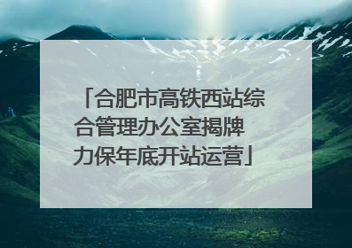 合肥市高铁西站综合管理办公室揭牌 力保年底开站运营