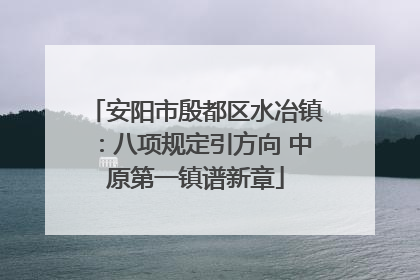 安阳市殷都区水冶镇：八项规定引方向 中原第一镇谱新章