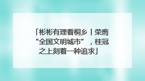彬彬有理看桐乡丨荣膺“全国文明城市”，桂冠之上刻着一种追求