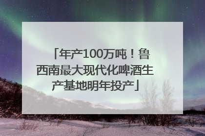 年产100万吨！鲁西南最大现代化啤酒生产基地明年投产