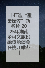 打造“避暑康养”新名片 2025年湖南乡村文旅投融资洽谈会在桃江举办