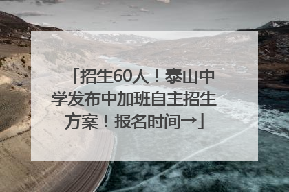招生60人！泰山中学发布中加班自主招生方案！报名时间→