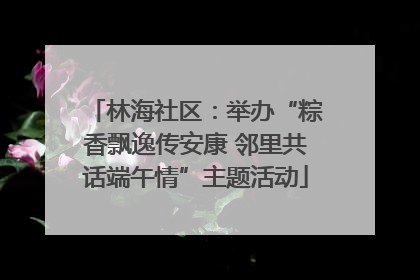 林海社区：举办“粽香飘逸传安康 邻里共话端午情”主题活动
