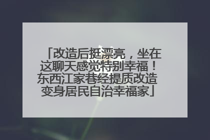 改造后挺漂亮，坐在这聊天感觉特别幸福！东西江家巷经提质改造变身居民自治幸福家