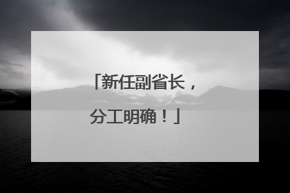 新任副省长，分工明确！