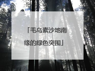 毛乌素沙地南缘的绿色突围