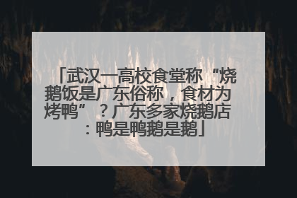 武汉一高校食堂称“烧鹅饭是广东俗称，食材为烤鸭”？广东多家烧鹅店：鸭是鸭鹅是鹅