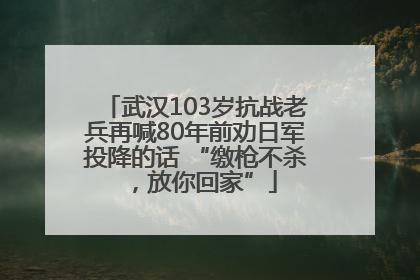 武汉103岁抗战老兵再喊80年前劝日军投降的话 “缴枪不杀，放你回家”