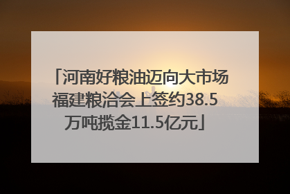 河南好粮油迈向大市场 福建粮洽会上签约38.5万吨揽金11.5亿元