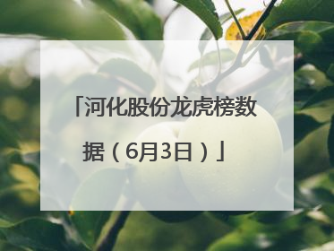 河化股份龙虎榜数据（6月3日）