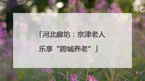 河北廊坊：京津老人乐享“跨城养老”