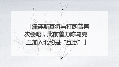 泽连斯基将与特朗普再次会晤，此前曾力陈乌克兰加入北约是“互惠”