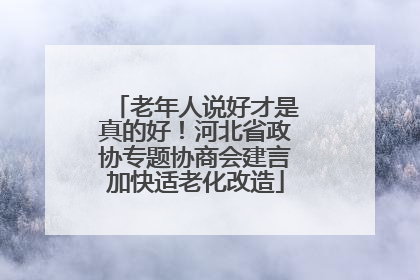 老年人说好才是真的好！河北省政协专题协商会建言加快适老化改造
