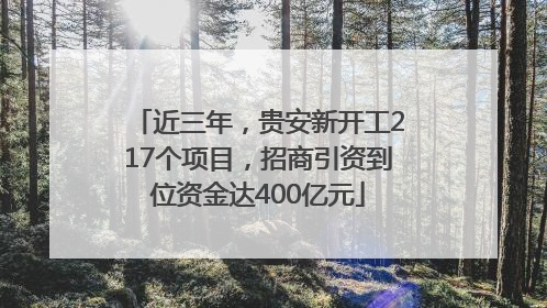 近三年，贵安新开工217个项目，招商引资到位资金达400亿元