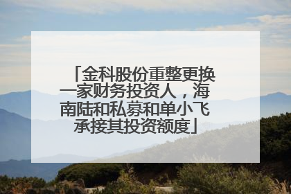 金科股份重整更换一家财务投资人，海南陆和私募和单小飞承接其投资额度