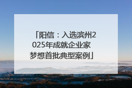 阳信：入选滨州2025年成就企业家梦想首批典型案例